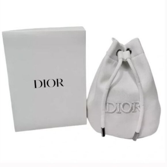 Dior Beauty Logo White Twill Drawstring Bucket Bag Makeup Pouch - NWT/NIB - Picture 1 of 4